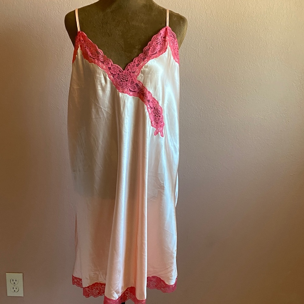 Secret Treasures Cream and Pink Lace Slip